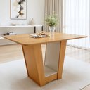 Ver imagem 1 de Mesa de Jantar 4 Lugares Tampo MDF Apogeu Marrom Amêndoa/Off White