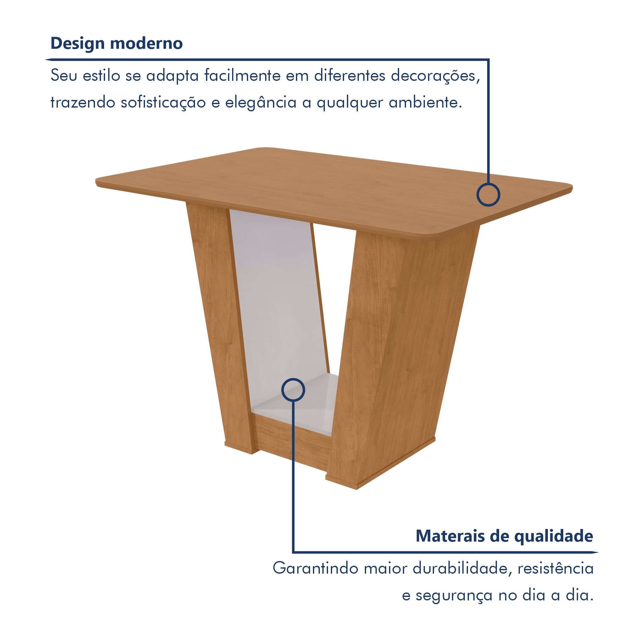 Mesa de Jantar 120x80cm Tampo Mdf no Glass Apogeu - 3