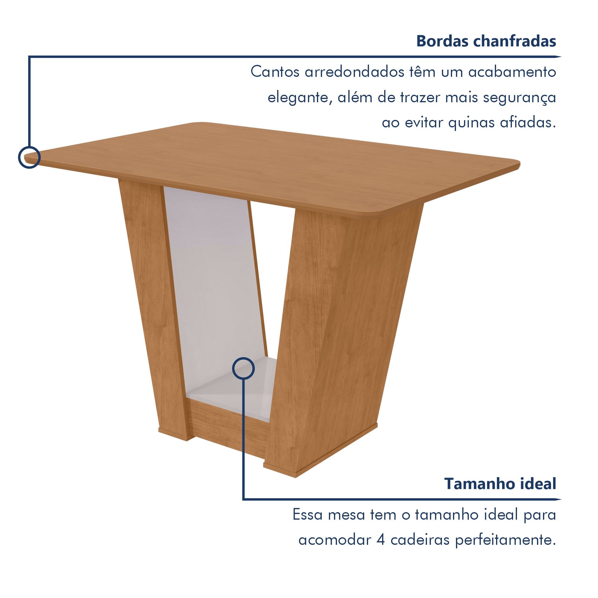 Mesa de Jantar 120x80cm Tampo Mdf no Glass Apogeu - 4