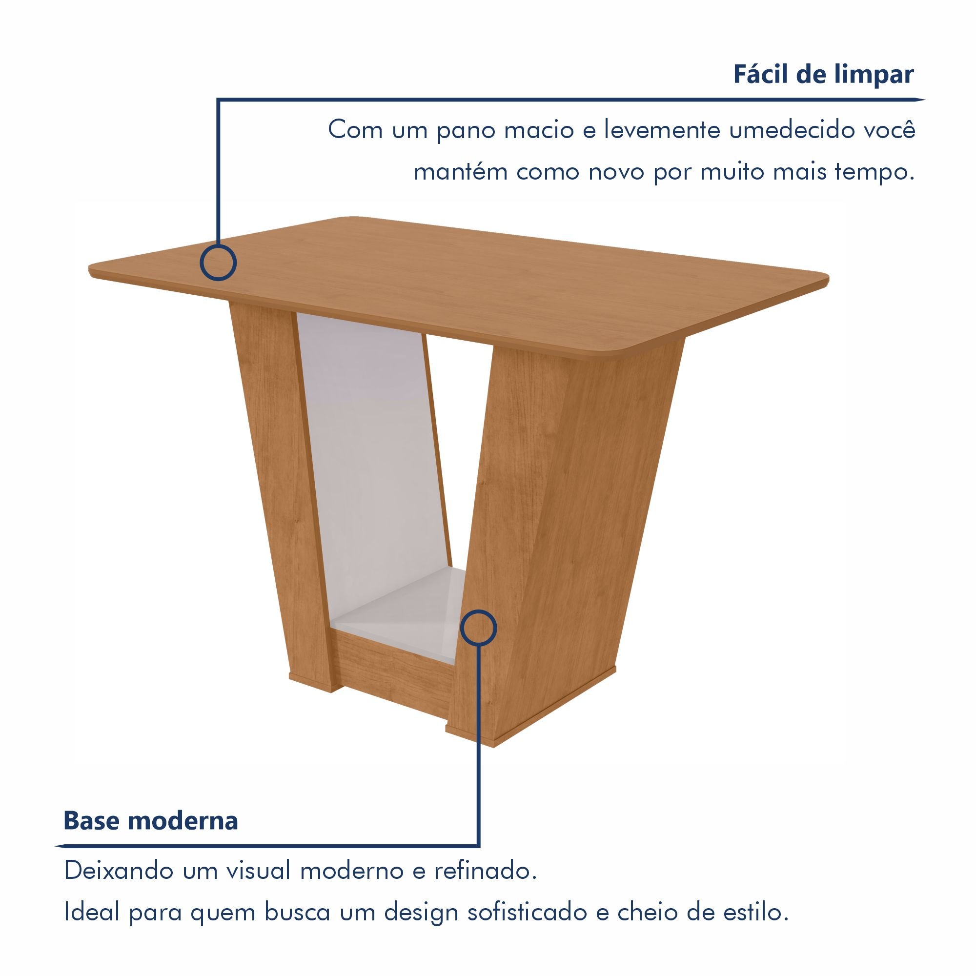 Mesa de Jantar 120x80cm Tampo Mdf no Glass Apogeu - 5