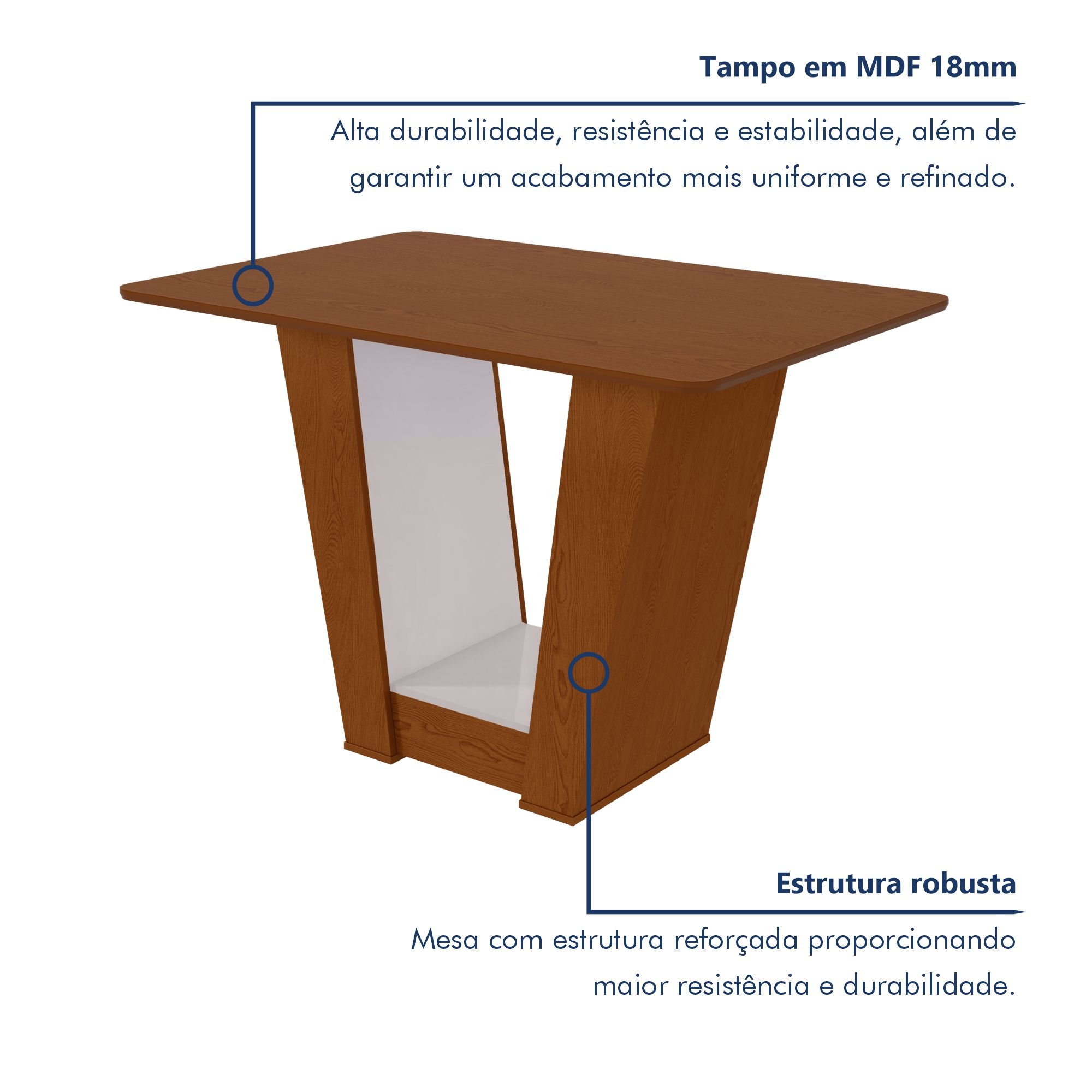 Mesa de Jantar 120x80cm Tampo Mdf no Glass Apogeu - 2