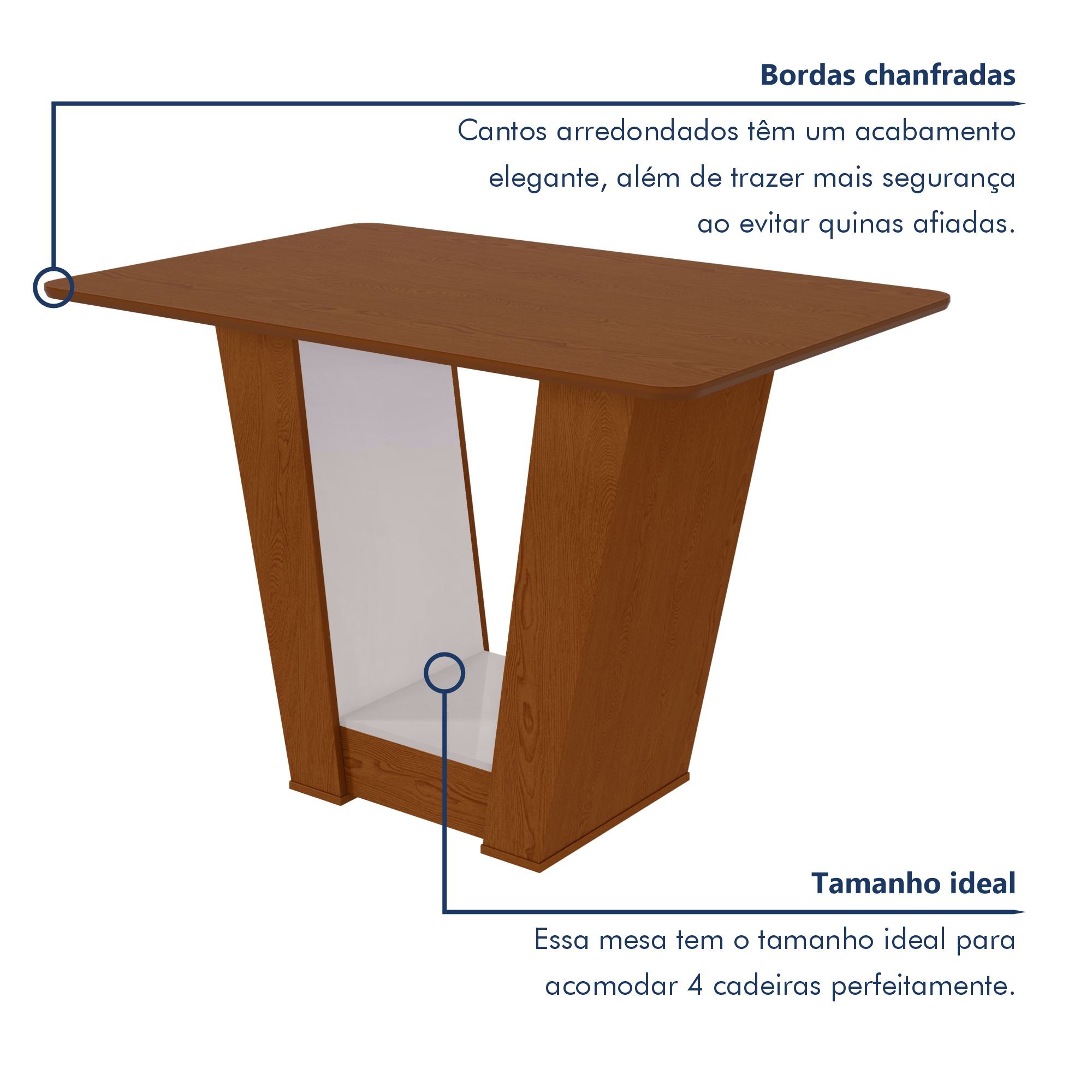 Mesa de Jantar 120x80cm Tampo Mdf no Glass Apogeu - 4