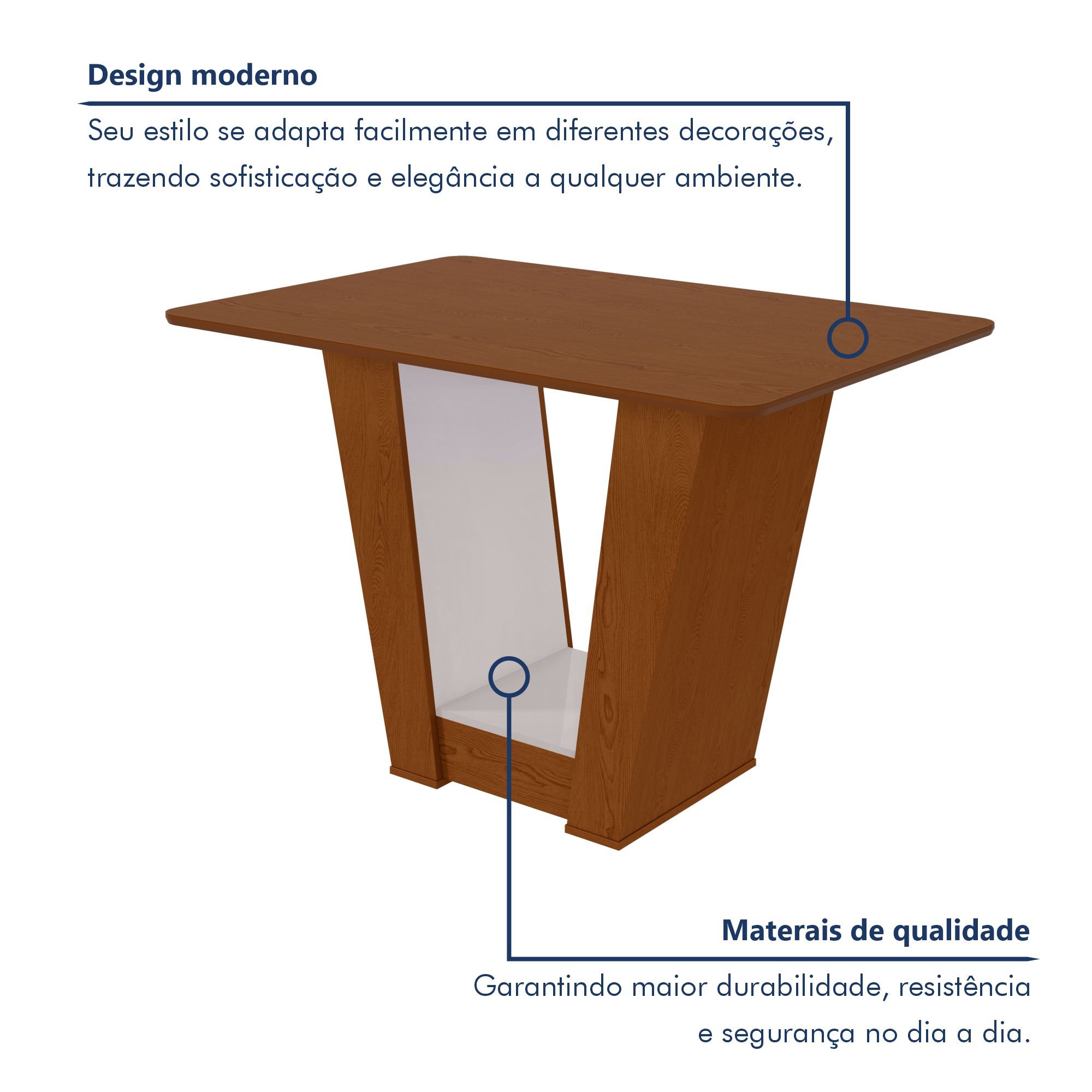 Mesa de Jantar 120x80cm Tampo Mdf no Glass Apogeu - 3