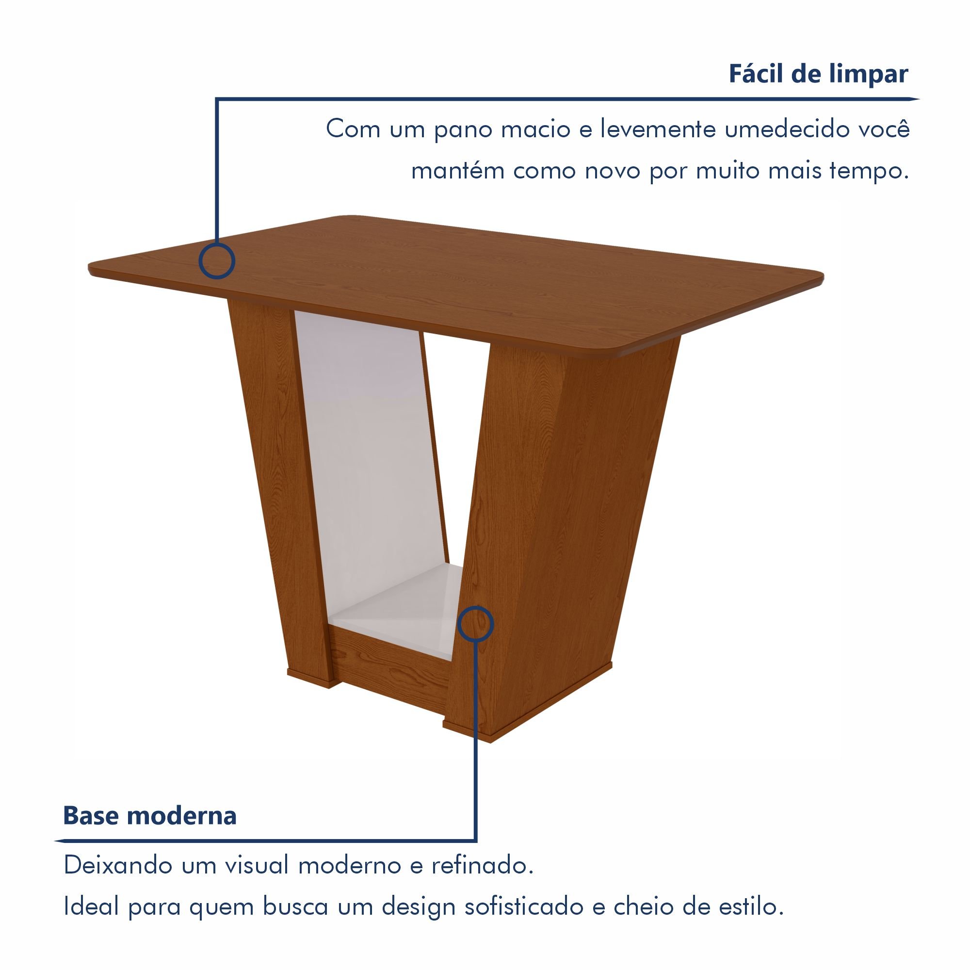 Mesa de Jantar 120x80cm Tampo Mdf no Glass Apogeu - 5