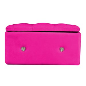 Mini Baú Porta Jóia Suede Botão Cristal Madri Rosa Pink Dimazza Móveis