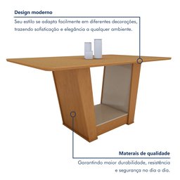 Mesa de Jantar Retangular 6 Lugares 170cm Tampo Mdf no Glass Apogeu - 4