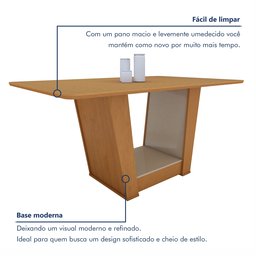 Mesa de Jantar Retangular 6 Lugares 170cm Tampo Mdf no Glass Apogeu - 6