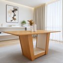 Ver imagem 1 de Mesa de Jantar Retangular 6 Lugares Tampo MDF 170cm Apogeu Marrom Amêndoa/Off White
