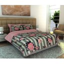 Ver imagem 1 de Cobre Leito Queen 3 Peças Malha 100% Algodão Listrado Rosado