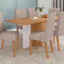 Ver imagem 3 de Mesa de Jantar Retangular 6 Lugares Tampo MDF 170cm Astrid Marrom Amêndoa Clean/Off White