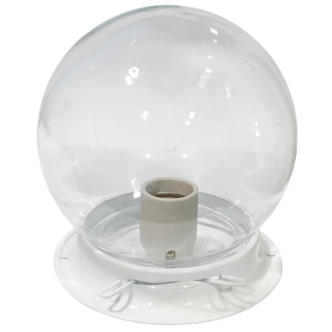 Plafon Colonial Chapa Branco Globo Transparente Retrô