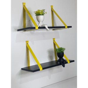 Kit 2 Prateleiras de Mdf Preto 50x20cm:amarelo