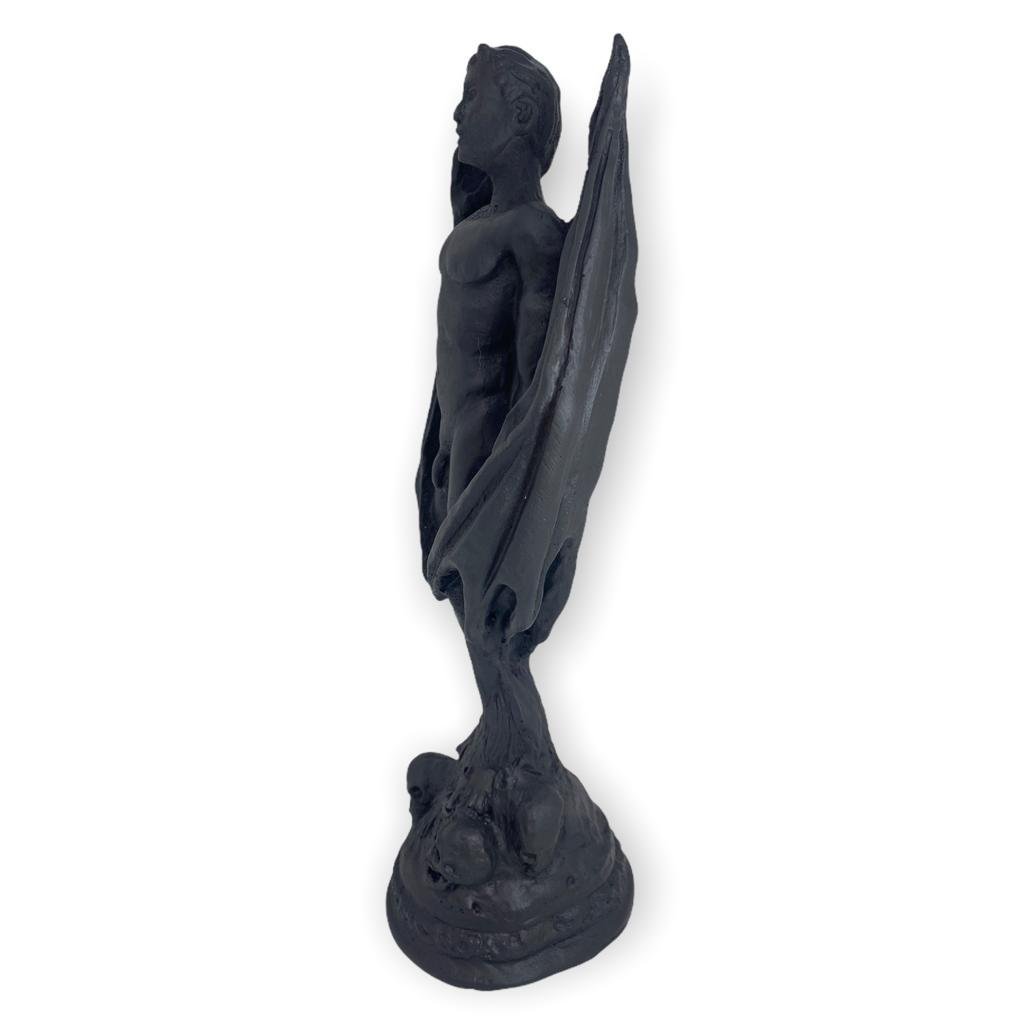Escultura Lúcifer 25 cm pintado de preto fosco em resina - 2