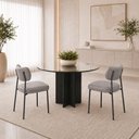 Ver imagem 2 de Kit 2 Cadeiras Sala de Jantar Lisa Pés Preto Linho Cinza m² - Monari Design
