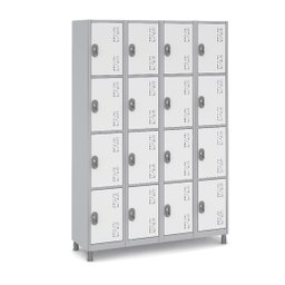 Armário Roupeiro Aço 16 Portas 191×130×41cm Volume C/ Tranca Cor:branco - 1