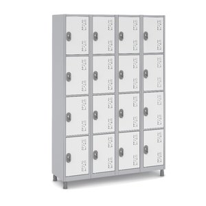 Armário Roupeiro Aço 16 Portas 191×130×41cm Volume C/ Tranca Cor:branco
