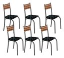 Ver imagem 1 de Kit 6 Cadeiras Atlanta Corino Preto Lirio e Rattan Carvalho Tubo Martelado