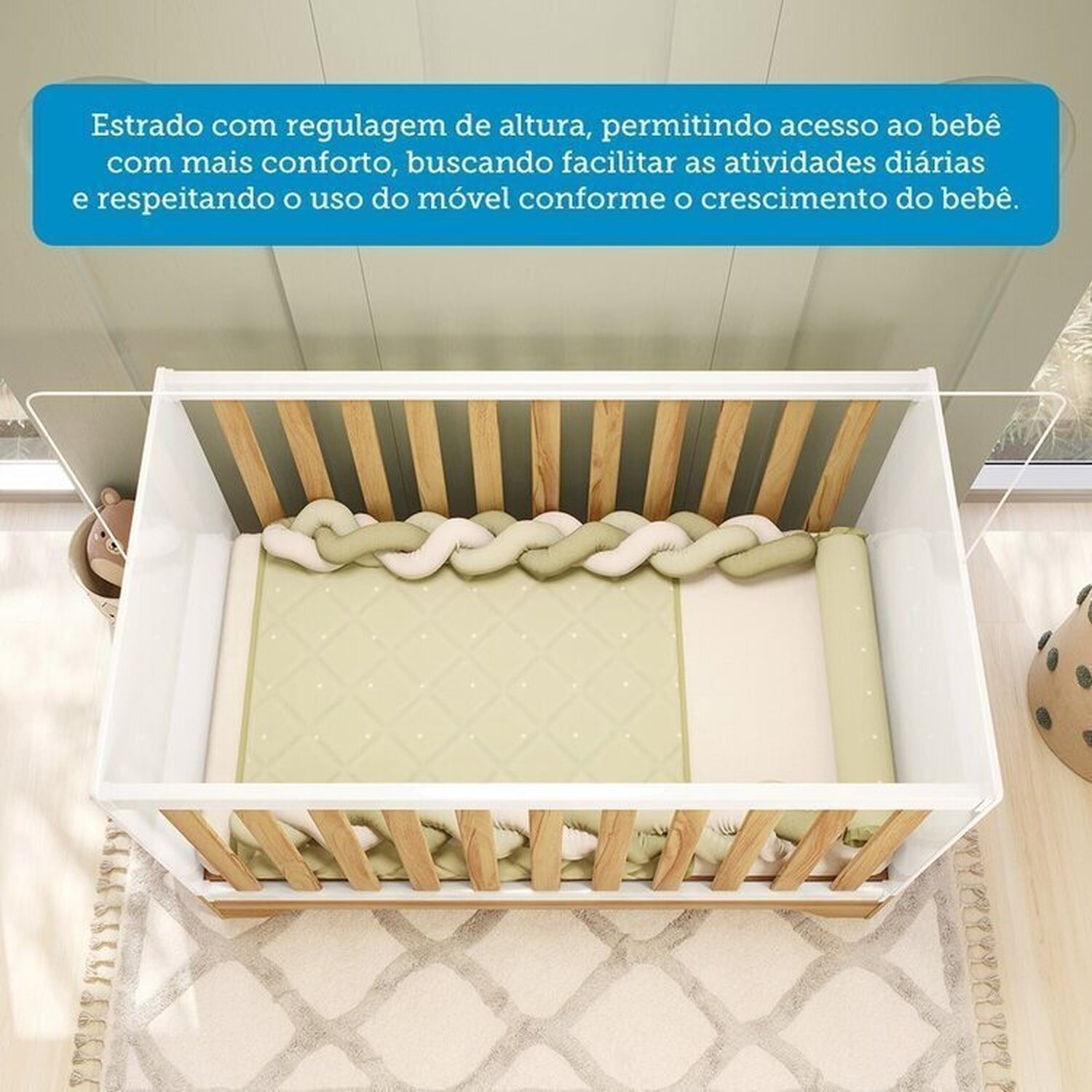 Quarto de Bebê Completo Guarda-roupa e Cômoda e Berço Minicama 100% Mdf Ravy Espresso Móveis - 10