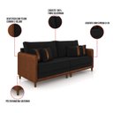 Ver imagem 3 de Sofá 2 Lugares Living 172cm Pé Madeira Valença Marrom/veludo Preto K01 - D'Rossi
