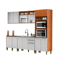 Ver imagem 2 de Cozinha Luana Modulada 5 Peças com Balcão P/ Pia 120cm sem Cuba - Cinammo/branco Aramóveis