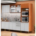 Ver imagem 1 de Cozinha Luana Modulada 5 Peças com Balcão P/ Pia 120cm sem Cuba - Cinammo/branco Aramóveis