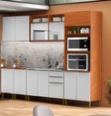 Ver imagem 1 de Cozinha Luana Modulada 5 Peças com Balcão P/ Pia 120cm sem Cuba - Cinammo/branco Aramóveis