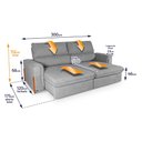 Ver imagem 5 de Sofá Retrátil Reclinável Linea 3,00m Linho Bouclê Cinza Duplo Molejo - King House