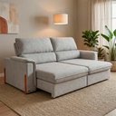 Ver imagem 6 de Sofá Retrátil Reclinável Linea 3,00m Linho Bouclê Cinza Duplo Molejo - King House