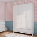 Ver imagem 5 de Quarto Bebê Berço Americano Cômoda e Guarda Roupa Infantil Branco Linha Cozy Quater