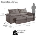 Ver imagem 2 de Sofá Retrátil e Reclinável Istambul Caixa Zero 2,40m Pillow de 15cm - Movenzo Estofados