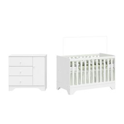 Quarto de Bebê Cômoda 1 Porta e Berço Minicama 100% Mdf Ravy Espresso Móveis - 2