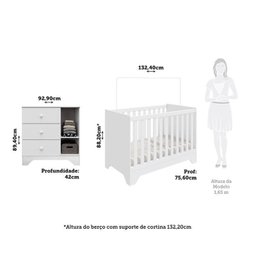 Quarto de Bebê Cômoda 1 Porta e Berço Minicama 100% Mdf Ravy Espresso Móveis - 3