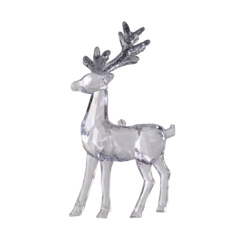 Enfeite Natal Rena Transparente Prata 14,5cm