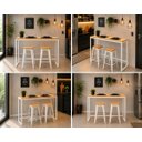 Ver imagem 4 de Mesa Jantar Aparador Bancada Alta Industrial 190x80cm Tampo Bege Pés Branco