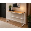 Ver imagem 5 de Mesa Jantar Aparador Bancada Alta Industrial 190x80cm Tampo Bege Pés Branco
