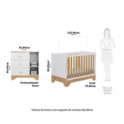 Quarto de Bebê Cômoda 1 Porta e Berço Minicama 100% Mdf Ravy Espresso Móveis - 3