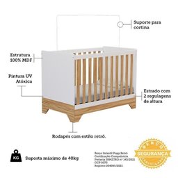 Quarto de Bebê Cômoda 1 Porta e Berço Minicama 100% Mdf Ravy Espresso Móveis - 4