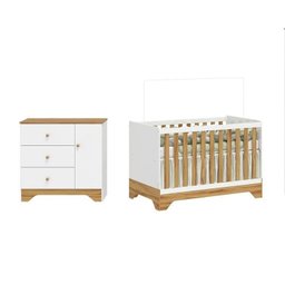 Quarto de Bebê Cômoda 1 Porta e Berço Minicama 100% Mdf Ravy Espresso Móveis - 2