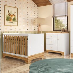 Quarto de Bebê Cômoda 1 Porta e Berço Minicama 100% Mdf Ravy Espresso Móveis - 1