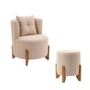 Ver mais imagens de Kit Poltrona e Puff Luna Decorativa Curvo Orgânico Boucle Bege Montanaris Decor