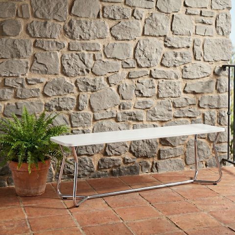 Banco Estilo Retrô 136cm x 42cm Vareta Branco