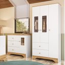 Ver imagem 1 de Quarto Infantil com Guarda-roupa 3 Portas e Cômoda com Janelas 100% Mdf Cocada Espresso Móveis