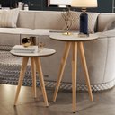 Ver imagem 1 de Kit 2 Mesas de Apoio e Lateral Sofá para Sala Maju Retrô Decor:off White