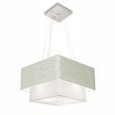 Ver imagem 1 de Lustre Pendente Duplo Quadrado Vivare Md-4157 Cúpula em Tecido 40x35cm - Bivolt Rustico-cinza-