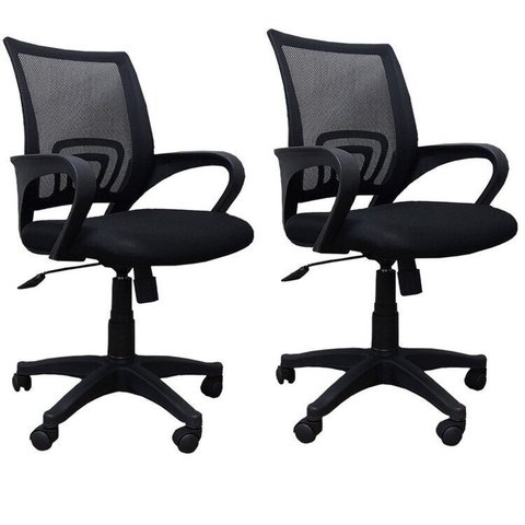 Kit 2 Cadeiras de Escritório Giratória com Relax Office Santiago Preto Rivatti