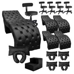 Kit 5 Macas Estética com Massagem com 5 Cadeira Mocho e 1 Escada Corino Preto Sofa Store - 1