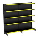 Ver imagem 1 de Gondola Parede 1,70m Amapá Flex Kit 2 Metros Preto Porta etiqueta Amarelo - 2240