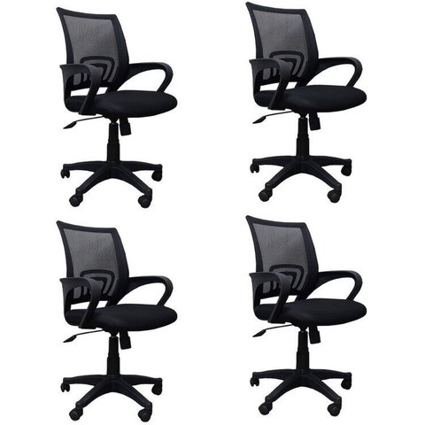 Kit 4 Cadeiras de Escritório Giratória com Relax Office Santiago Preto Rivatti