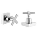 Ver imagem 1 de Kit 2 Acabamento Registro Chuveiro Quadrado Cruzeta Cromado Padrão Deca 1/2" - 3/4" ou 1"