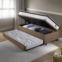 Ver imagem 3 de Bicama Box Baú Linho Marrom 88x188 com Colchão Molas Ensacadas Cama Inhouse Ecoflex